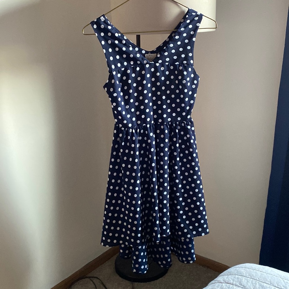 Sundress great condition gently worn size, small navy blue with white polkadots